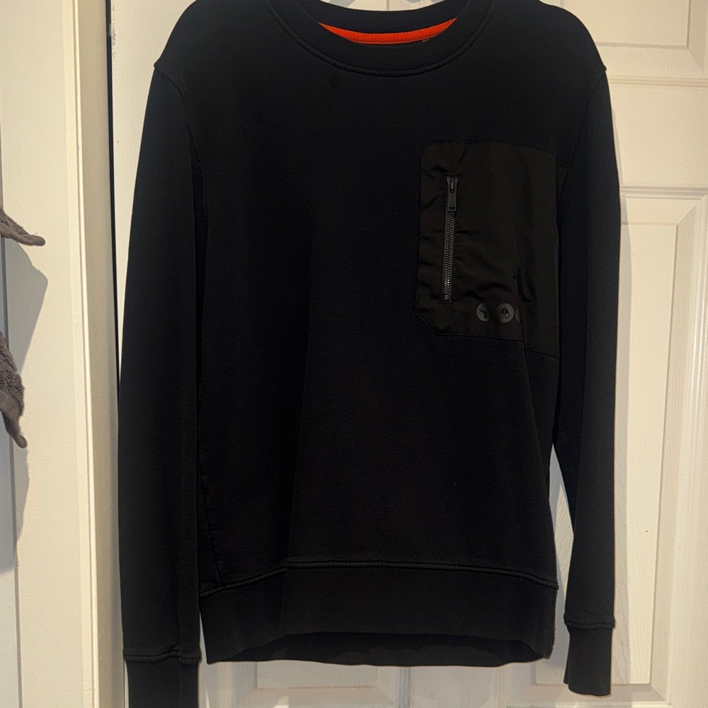 Moose Knuckles Black Crewneck Sweater with Pocket